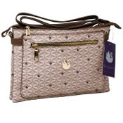 Wholesale - TAN CROSS BODY BAG W/ZIPPER & SNAP CLOSURES & ADJUSTABLE STRAP GLORIA VANDERBILT C/P 12